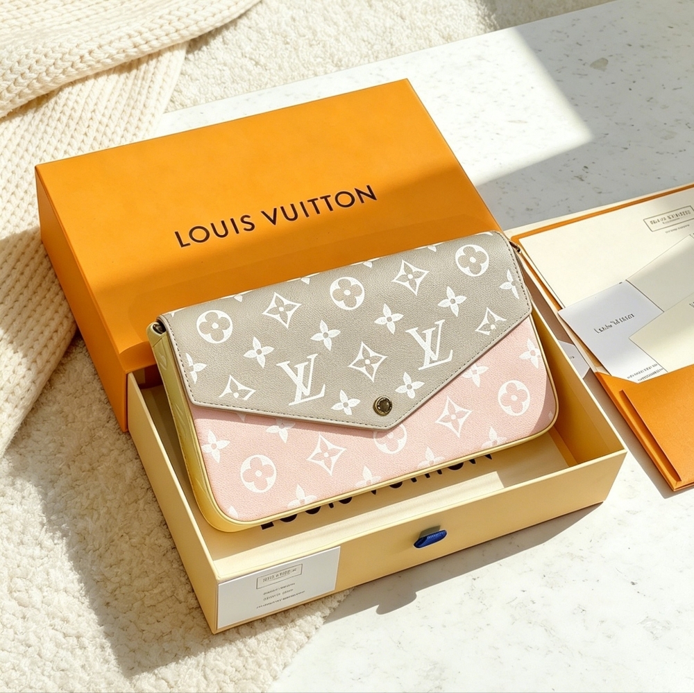 LV Pochette Félicie with Yellow Leather Trim
